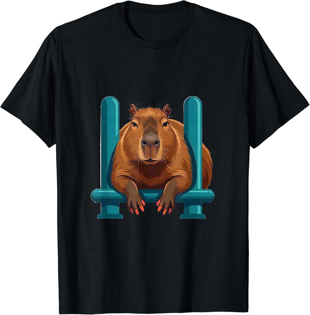 Men's Capybara Funny Animal Meme Humor T-Shirt - Black