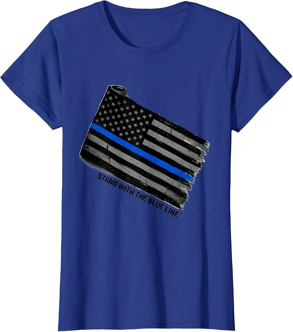 Women's Stand With The Blue Line Thin Blue Line Police Support T-Shirt - Royal Blue