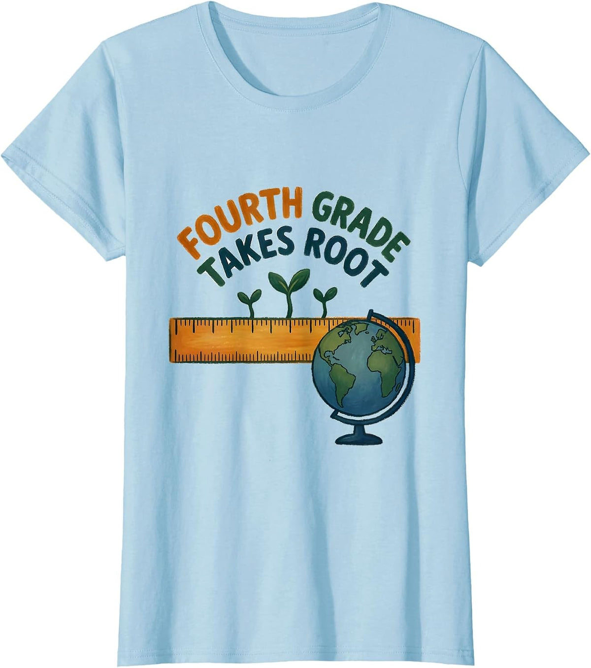 Fourth Grade Takes Root Storybook Back To School Teacher T-Shirt - Baby Blue