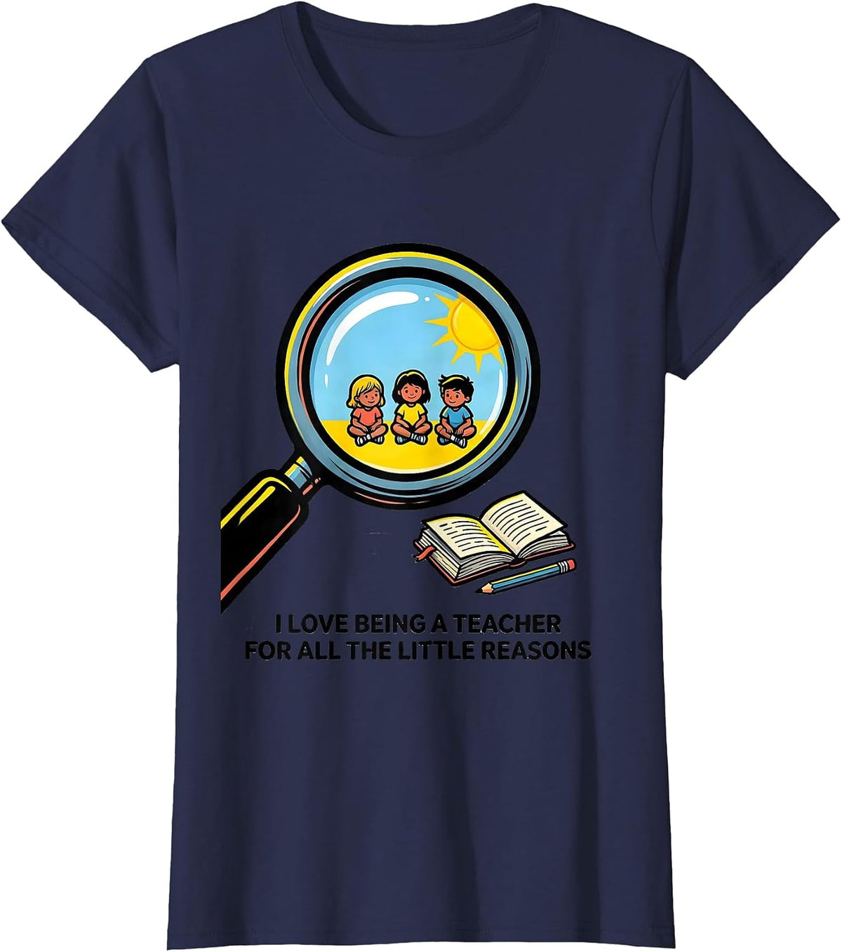 Women's I Love Being A Teacher For All The Little Reasons Funny T-Shirt - Navy Blue