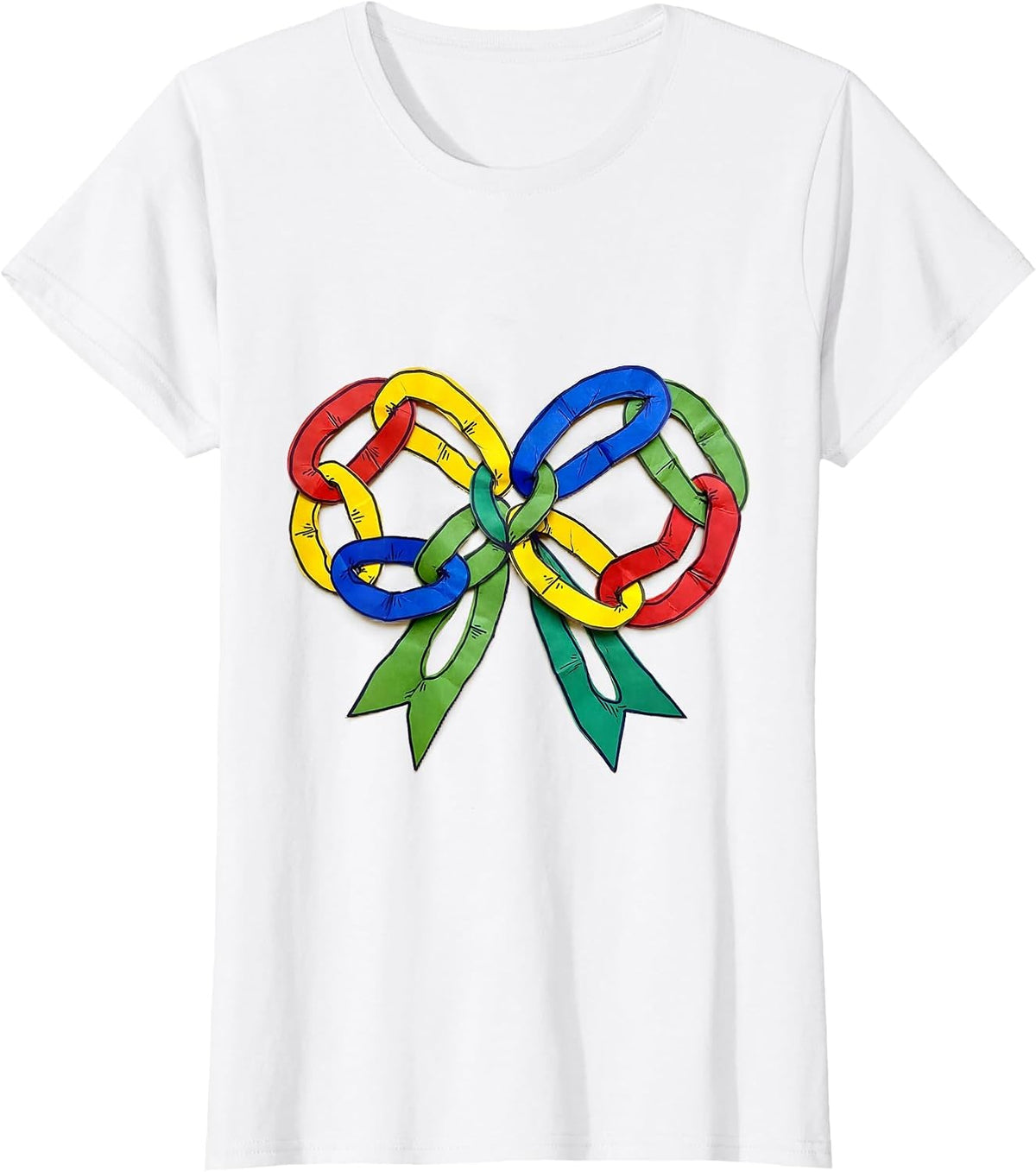 Women's Preschool Teacher Construction Paper Chain Garland T-Shirt - White
