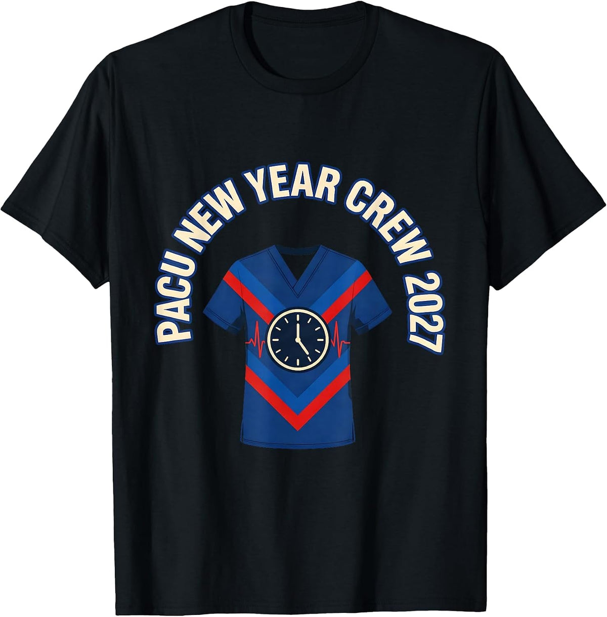 Men's PACU New Year Crew 2027 Humor Nurse Squad New Years Eve T-Shirt - Black
