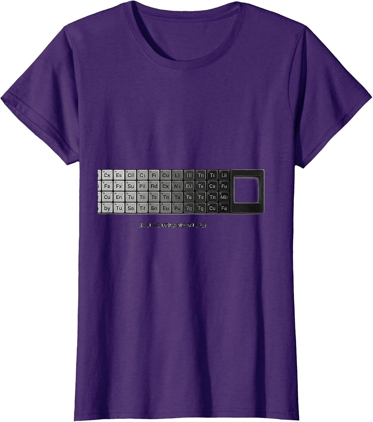 Women's Licked The Danger Row And Lived Funny Periodic Table Science T-Shirt - Purple