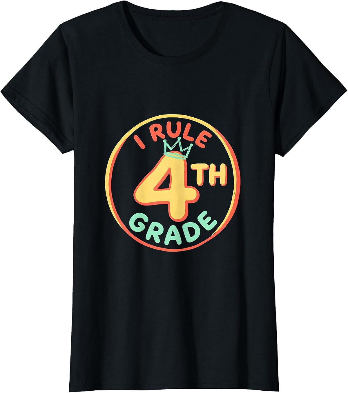 I Rule 4th Grade Funny Fourth Grade Back To School Kids T-Shirt - Black