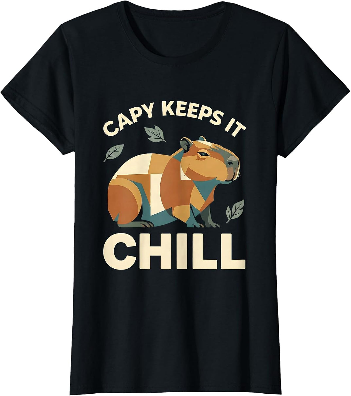 Capy Keeps It Chill Funny Animal Meme Capybara Lover Humor T-Shirt - Black