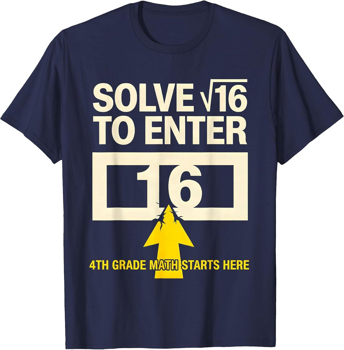 Solve √16 To Enter — 4th Grade Math Starts Here Math Teacher T-Shirt - Navy Blue