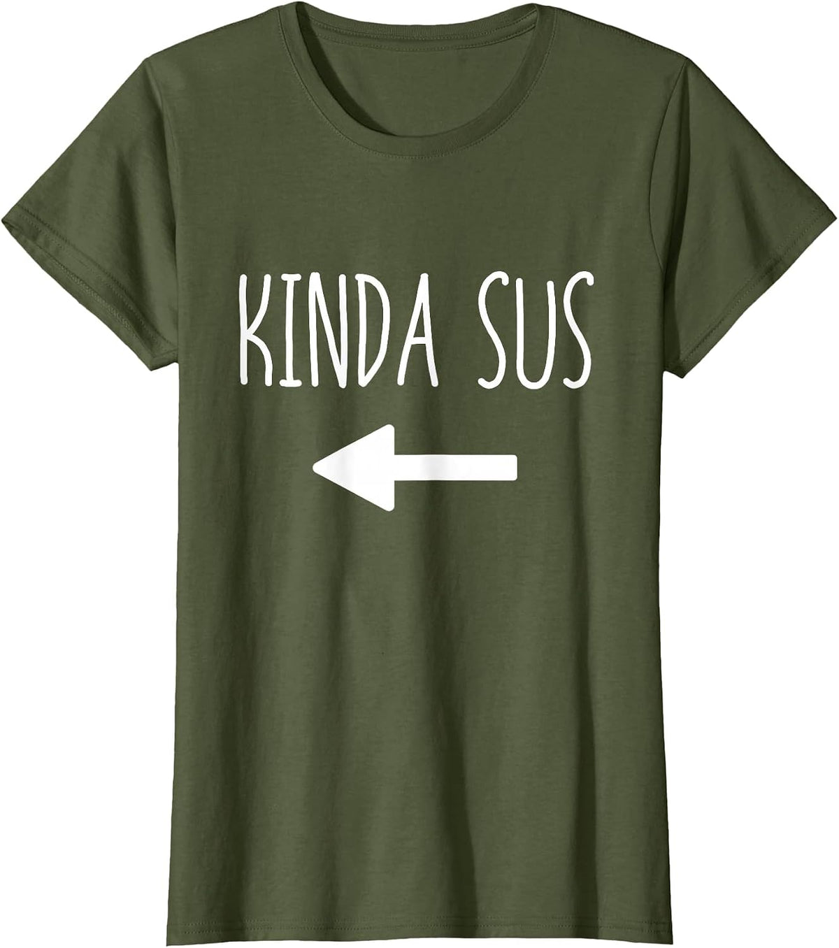 Kinda Sus Arrow Gaming Meme Matching Halloween Costume Funny T-Shirt - Olive Green