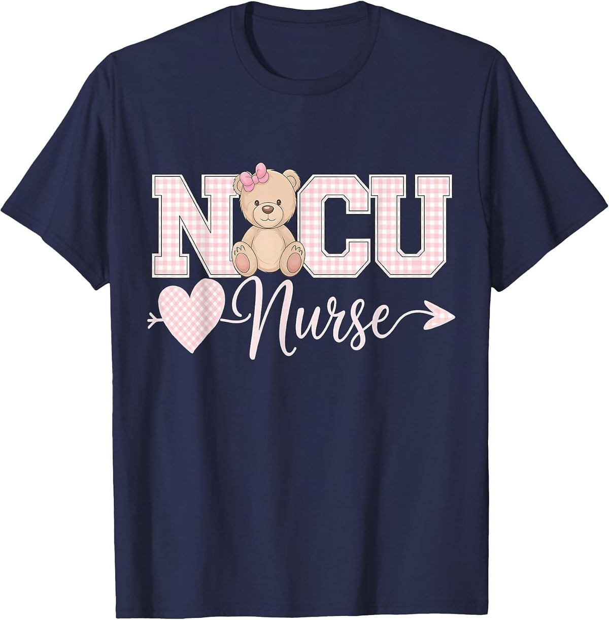 Coquette Bow NICU Team Neonatal ICU Nurse RN NICU Nursing T-Shirt - Navy Blue