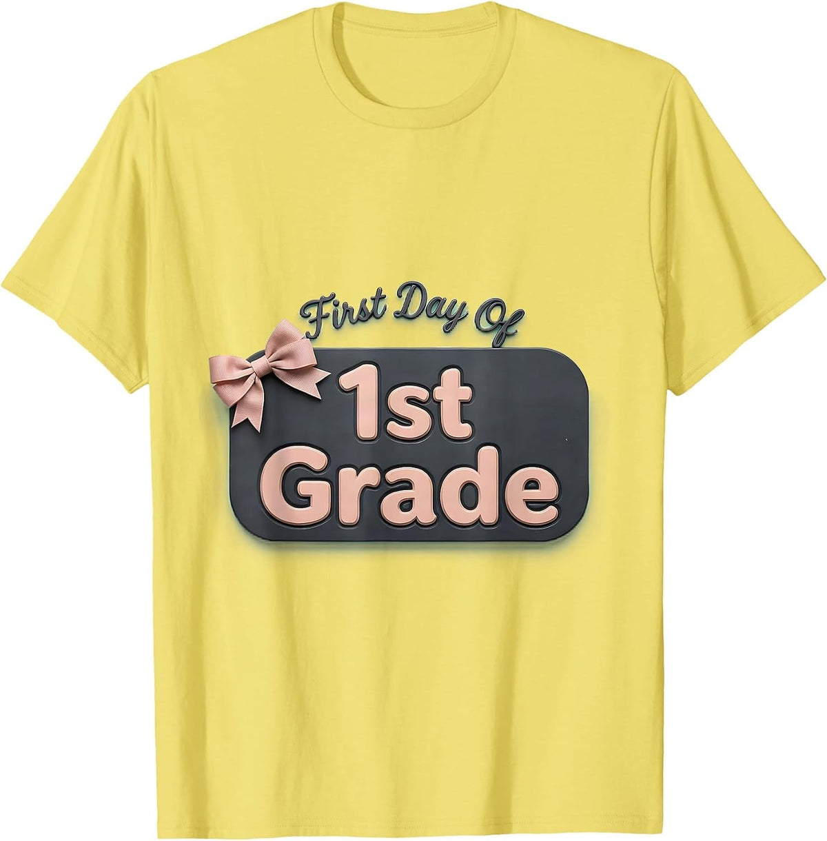 Men's First Day Of 1st Grade Girly Coquette Bow Back To School T-Shirt - Lemon Yellow