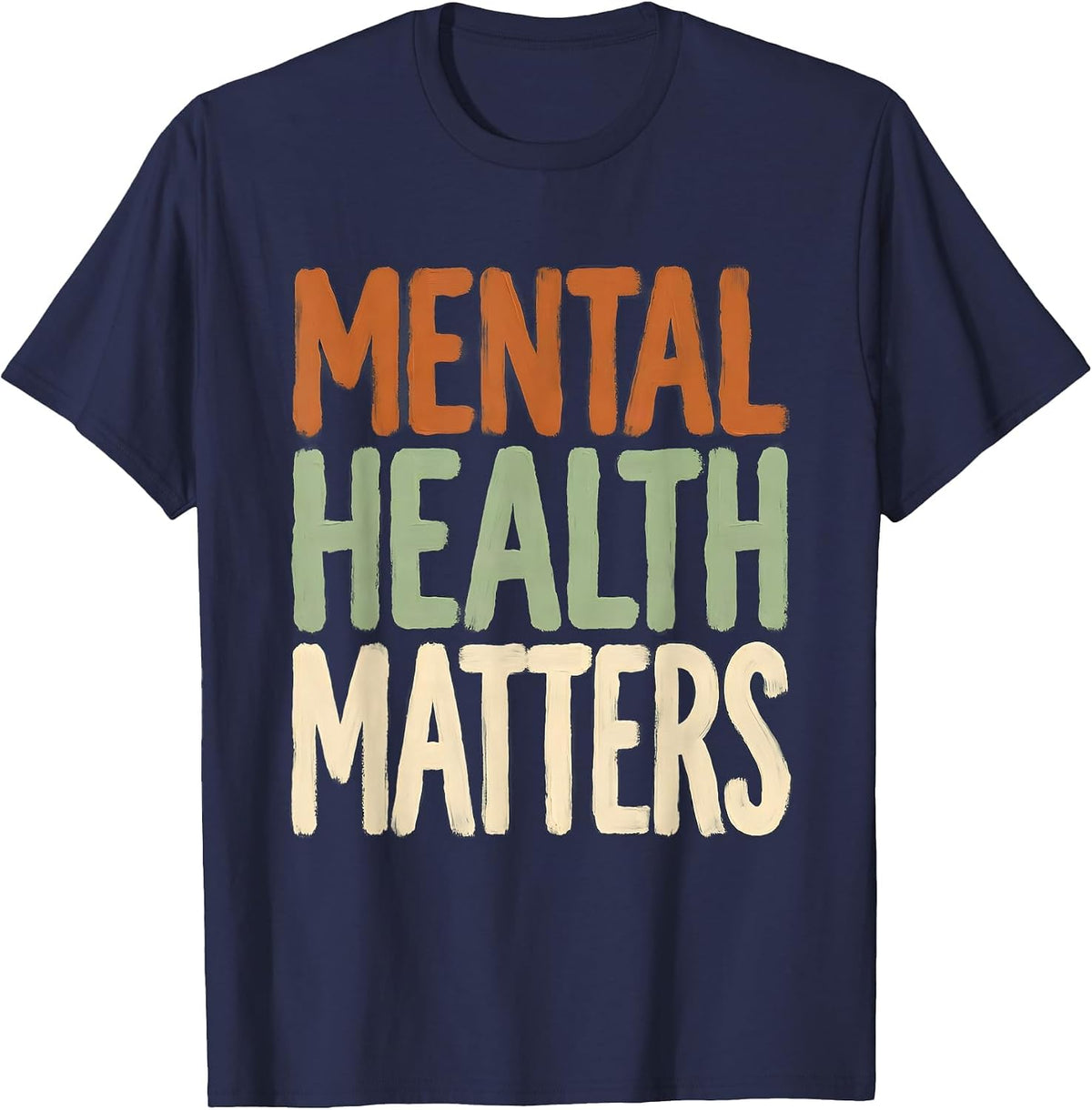 Mental Health Matters Awareness Design T-Shirt - Navy Blue