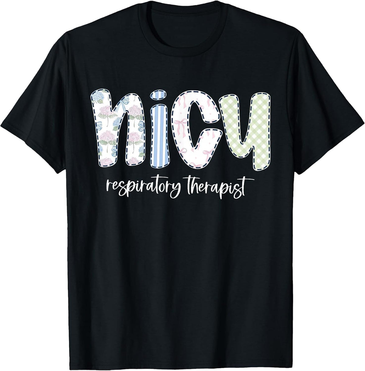 Retro Floral NICU Respiratory Therapist Nurse Appreciation T-Shirt - Black
