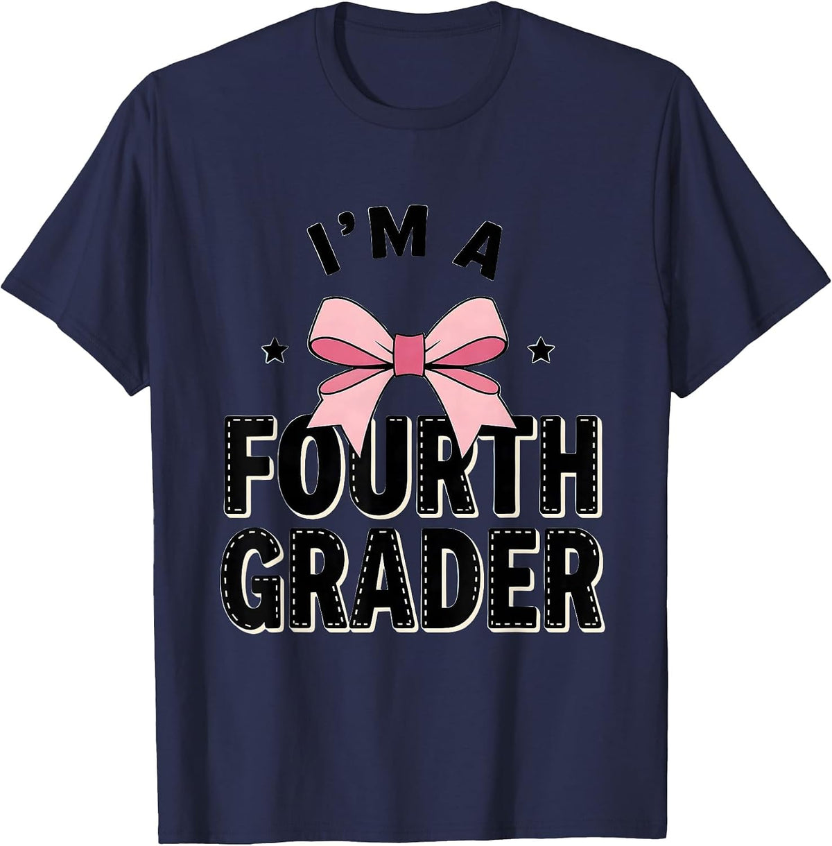 I’m A Fourth Grader Coquette Bow Back to School Fourth Grade T-Shirt - Navy Blue