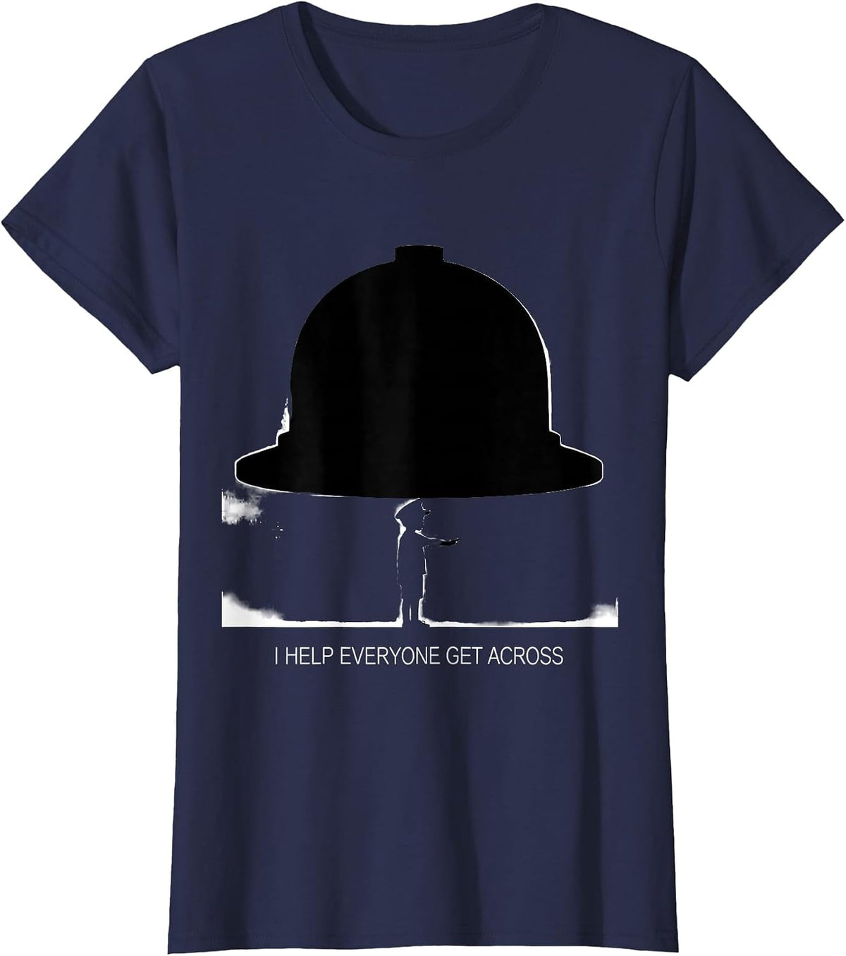 Women's I Help Everyone Get Across Playful Police Officer Kids T-Shirt - Navy Blue