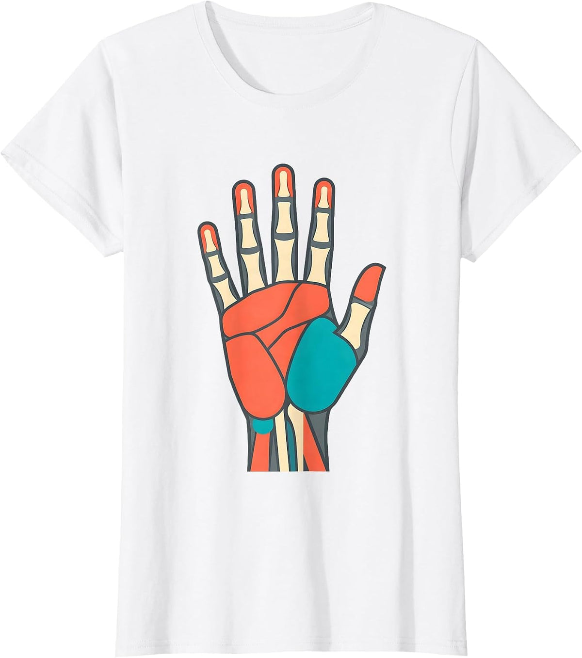 Women's Occupational Therapy Anatomical Hand Illustration T-Shirt - White