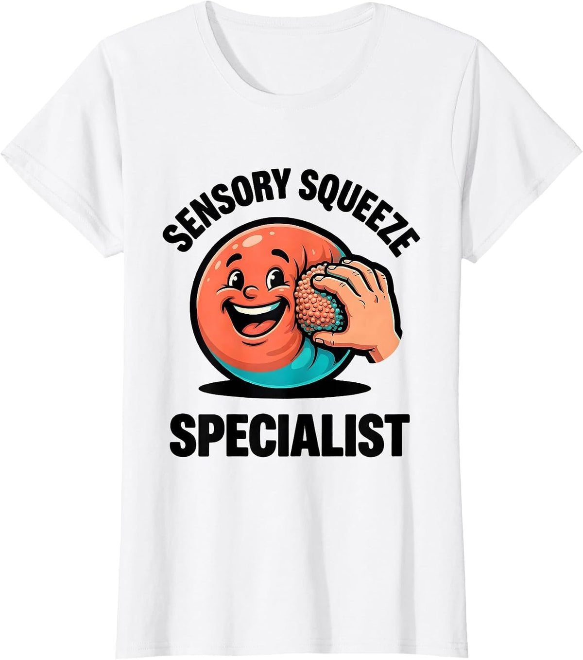 Women's Sensory Squeeze Specialist Cartoon Occupational Therapy OT T-Shirt - White