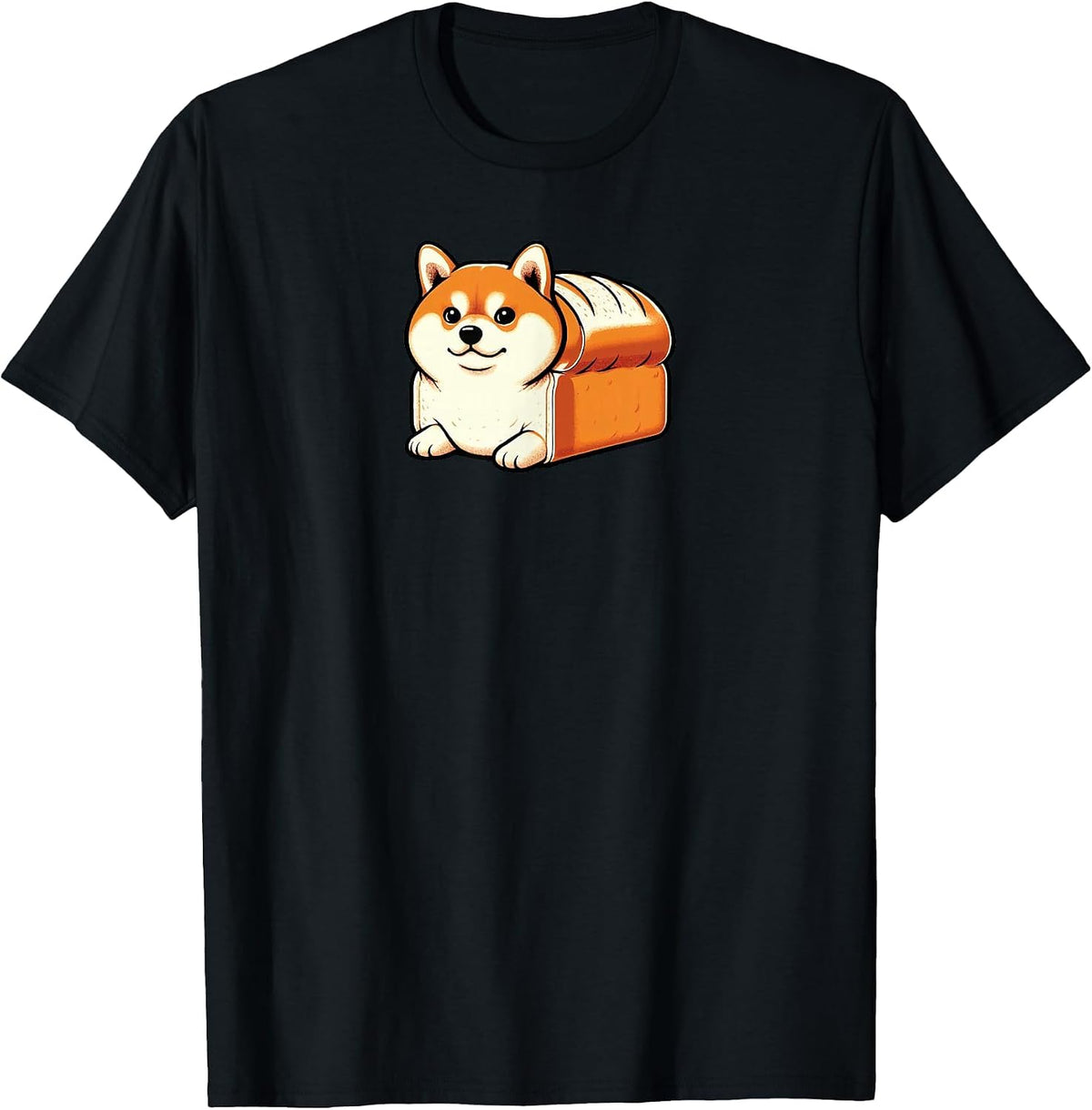 Shiba Inu Loaf of Bread Kawaii Vintage Style T-Shirt - Black