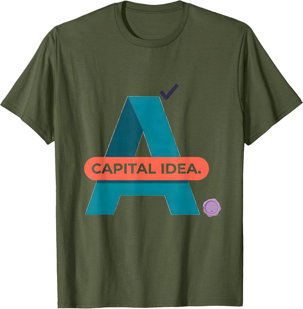 Men's Capital Idea Funny Grammar Teacher Punctuation Humor Gift T-Shirt - Olive Green