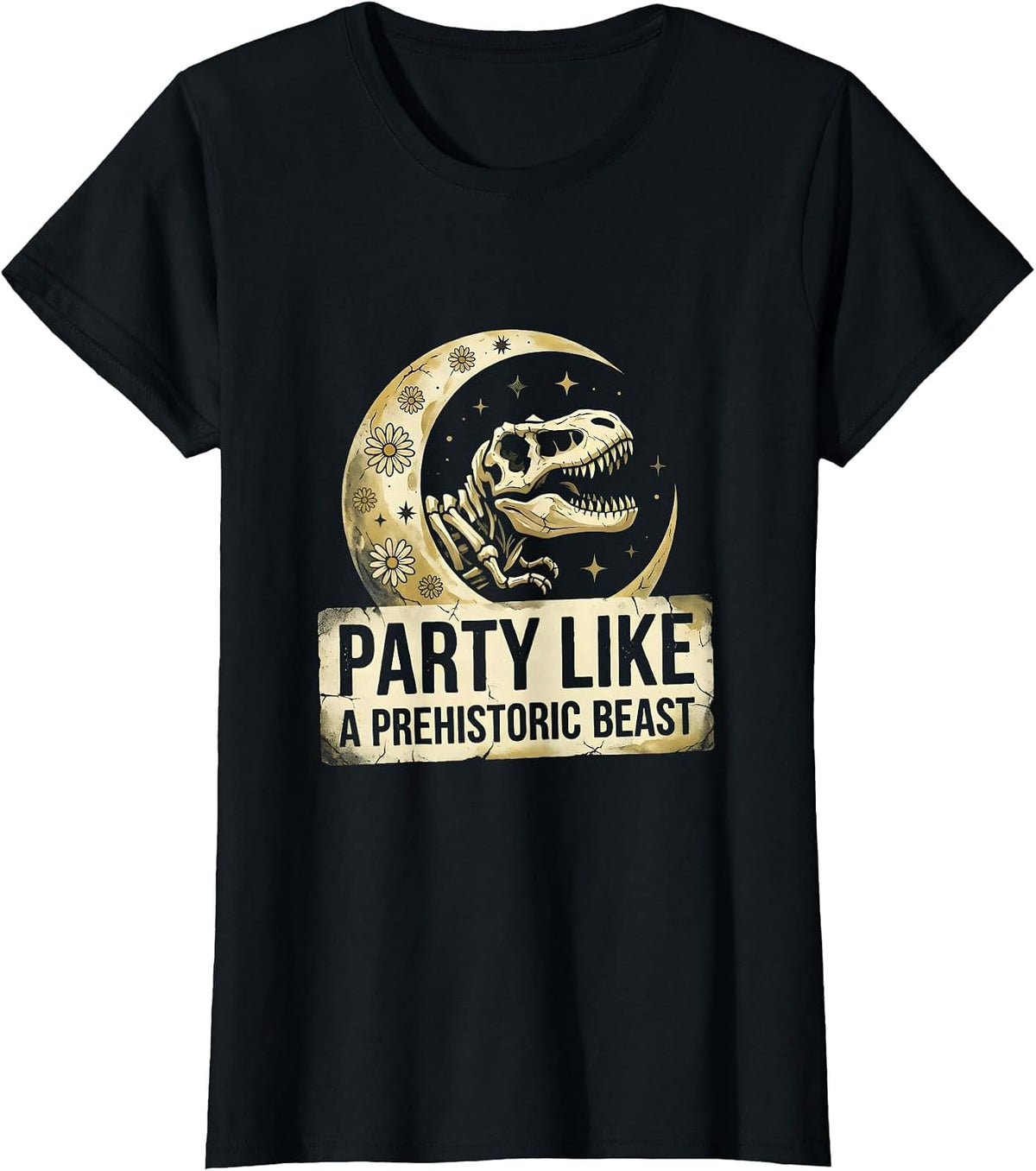 Party Like a Prehistoric Beast Dinosaur Birthday T-Shirt - Black