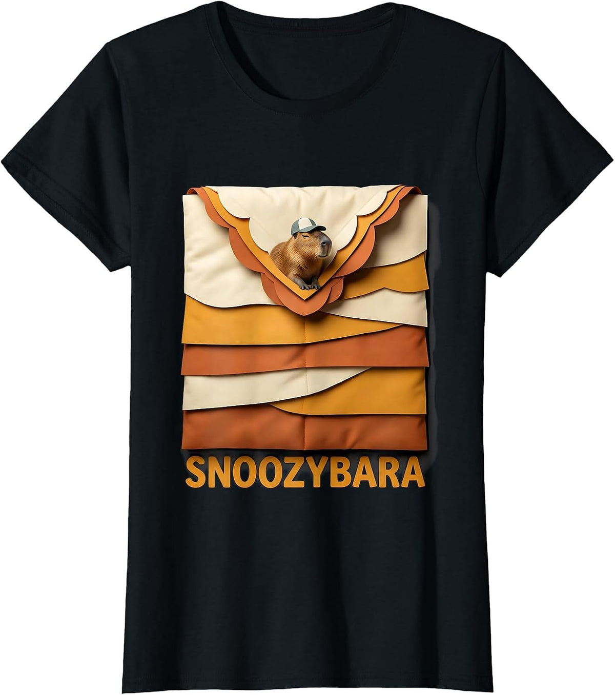 Women's Snoozybara Cute Capybara Sleepy Humor Pajama Lover T-Shirt - Black