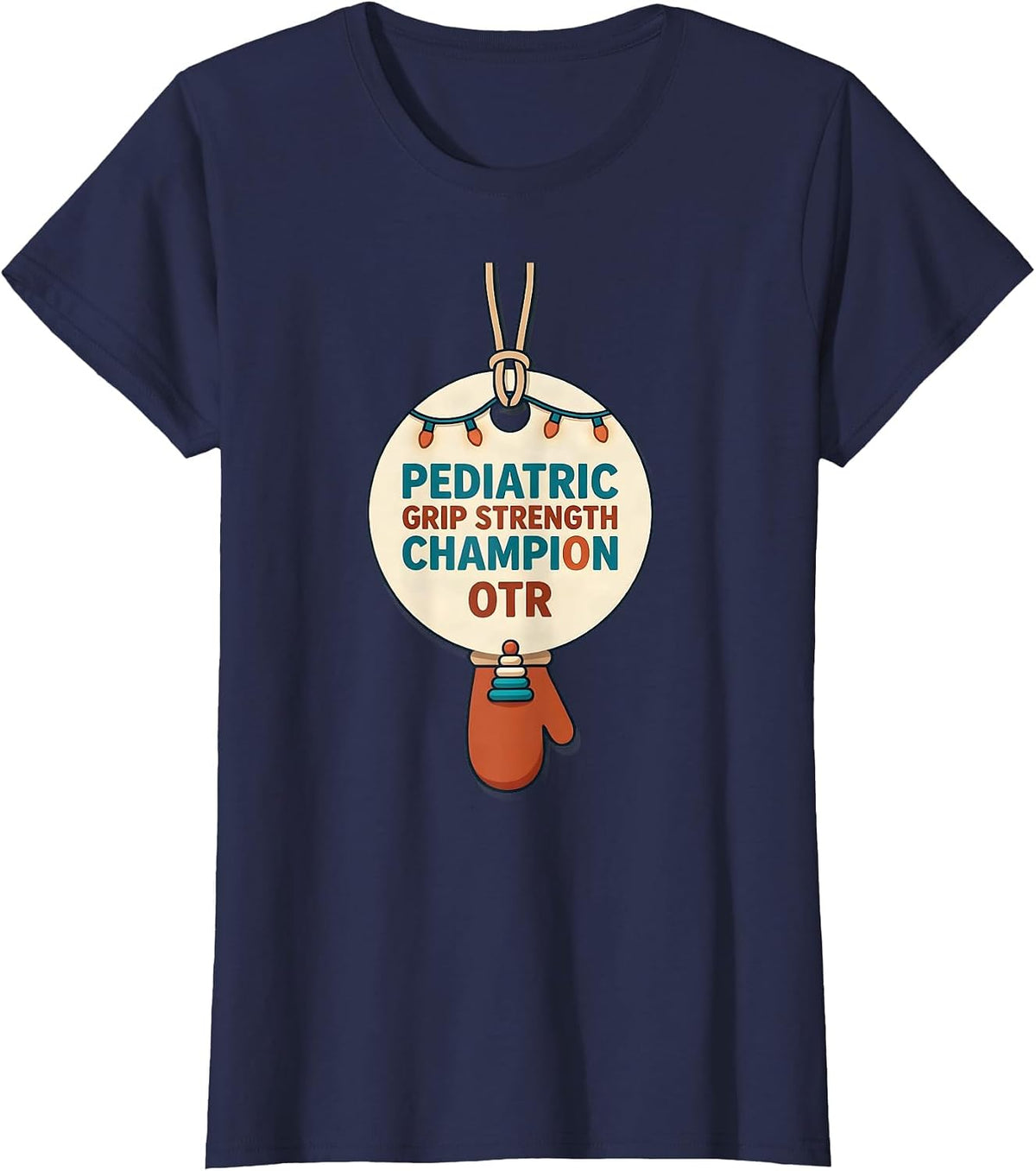 Women's Pediatric Grip Strength Champion, OTR Occupational Therapy T-Shirt - Navy Blue