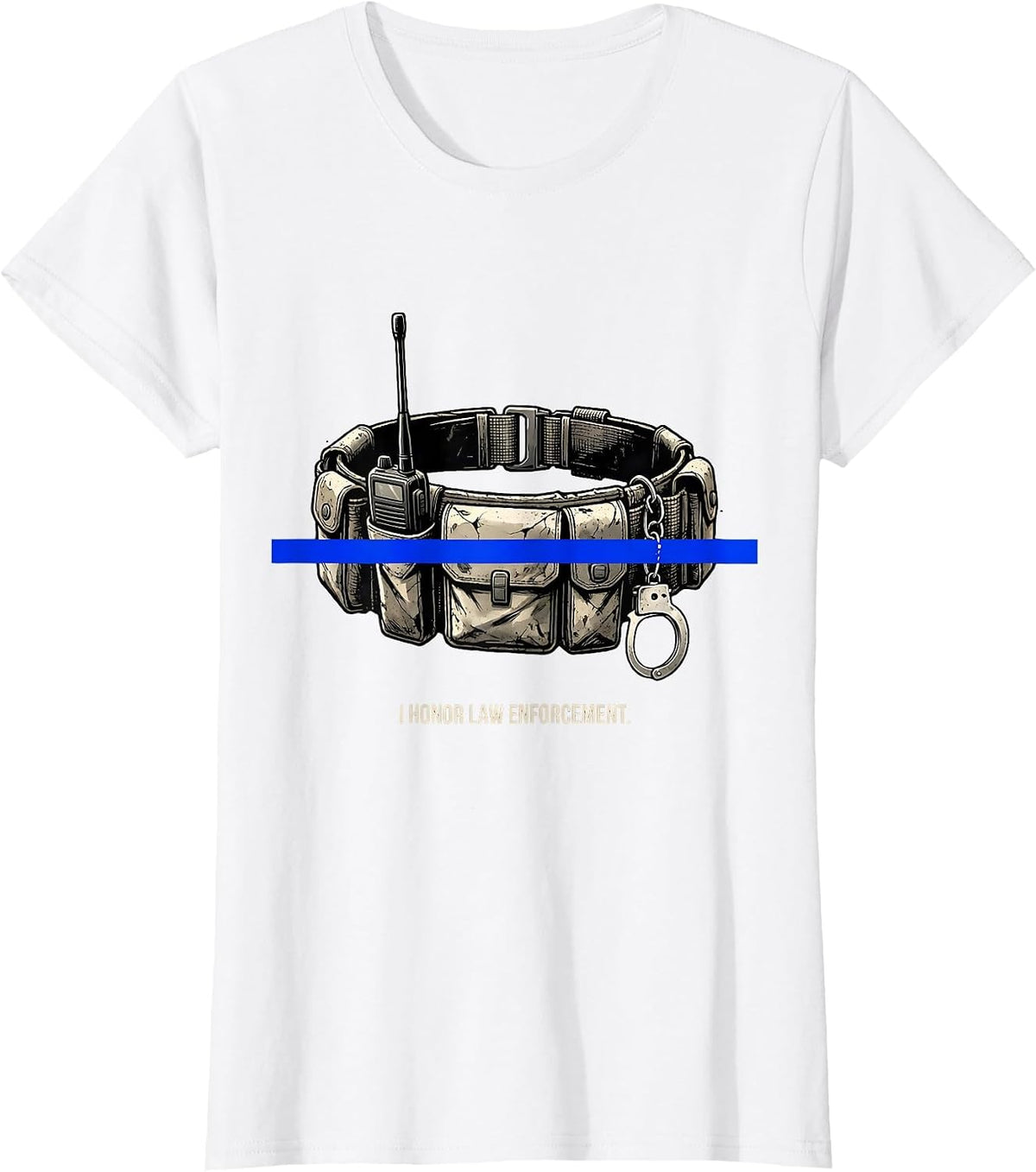 I Honor Law Enforcement Distressed Thin Blue Line Police T-Shirt - White