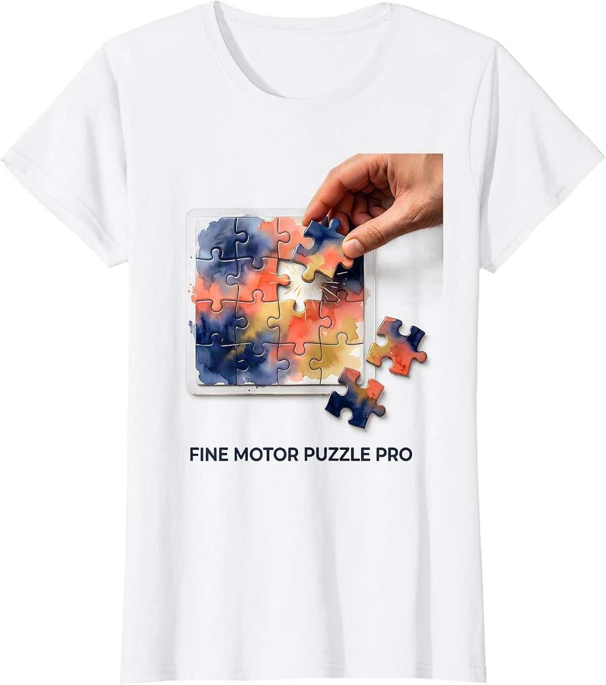 Women's Fine Motor Puzzle Pro Playful Occupational Therapy Sensory T-Shirt - White