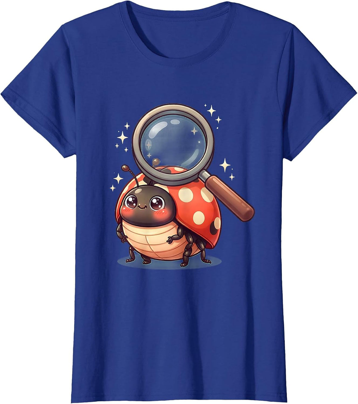 Women's Preschool Teacher Ladybug Magnifying Glass T-Shirt - Royal Blue