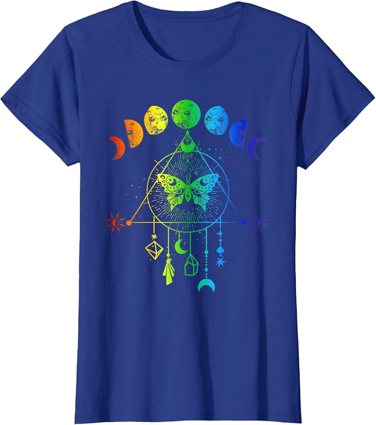 Celestial Moon Phase Rainbow LGBT Gay Pride Month T-Shirt - Royal Blue