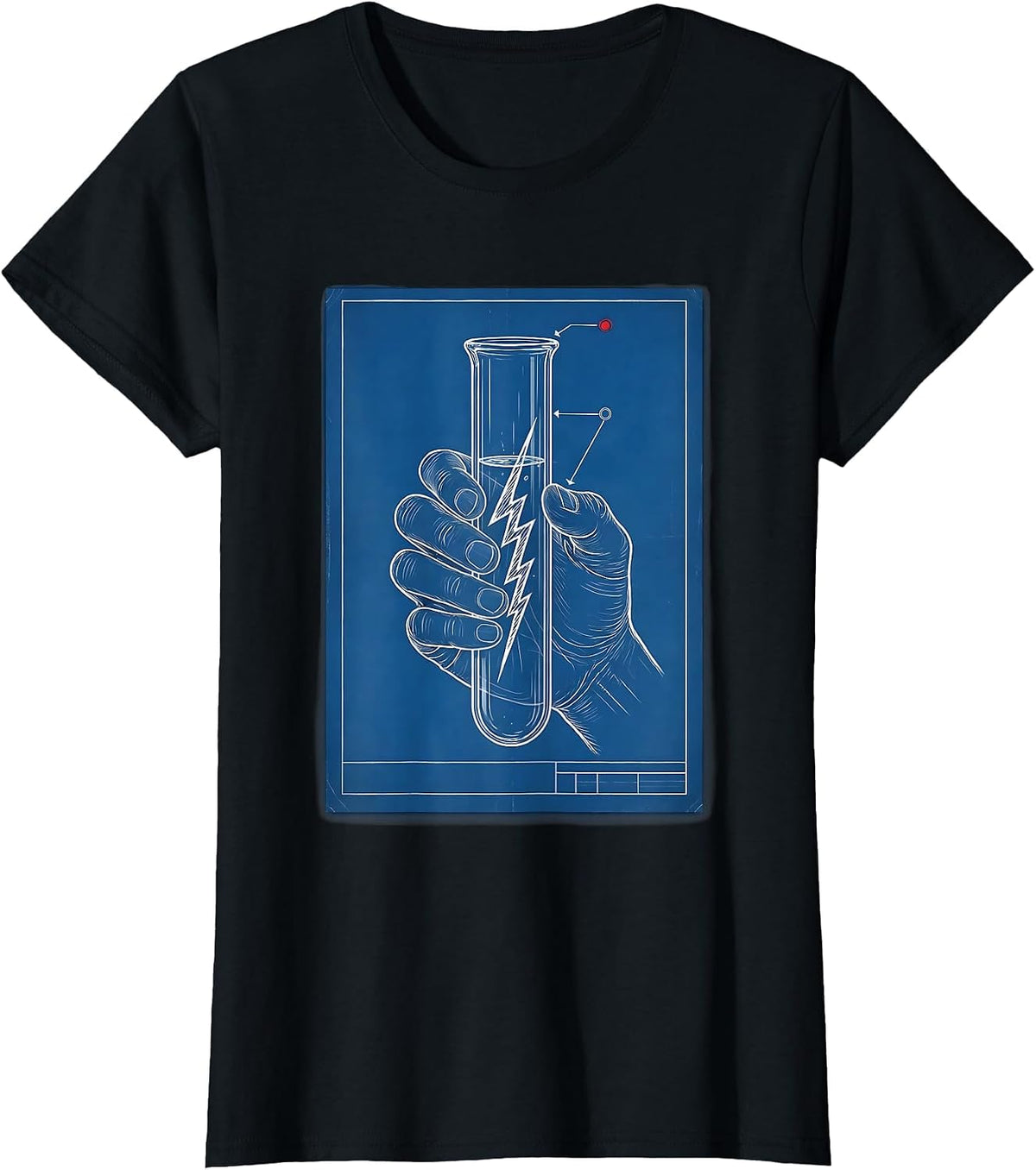 Science Teacher Hand Test Tube Lightning Bolt Graphic T-Shirt - Black