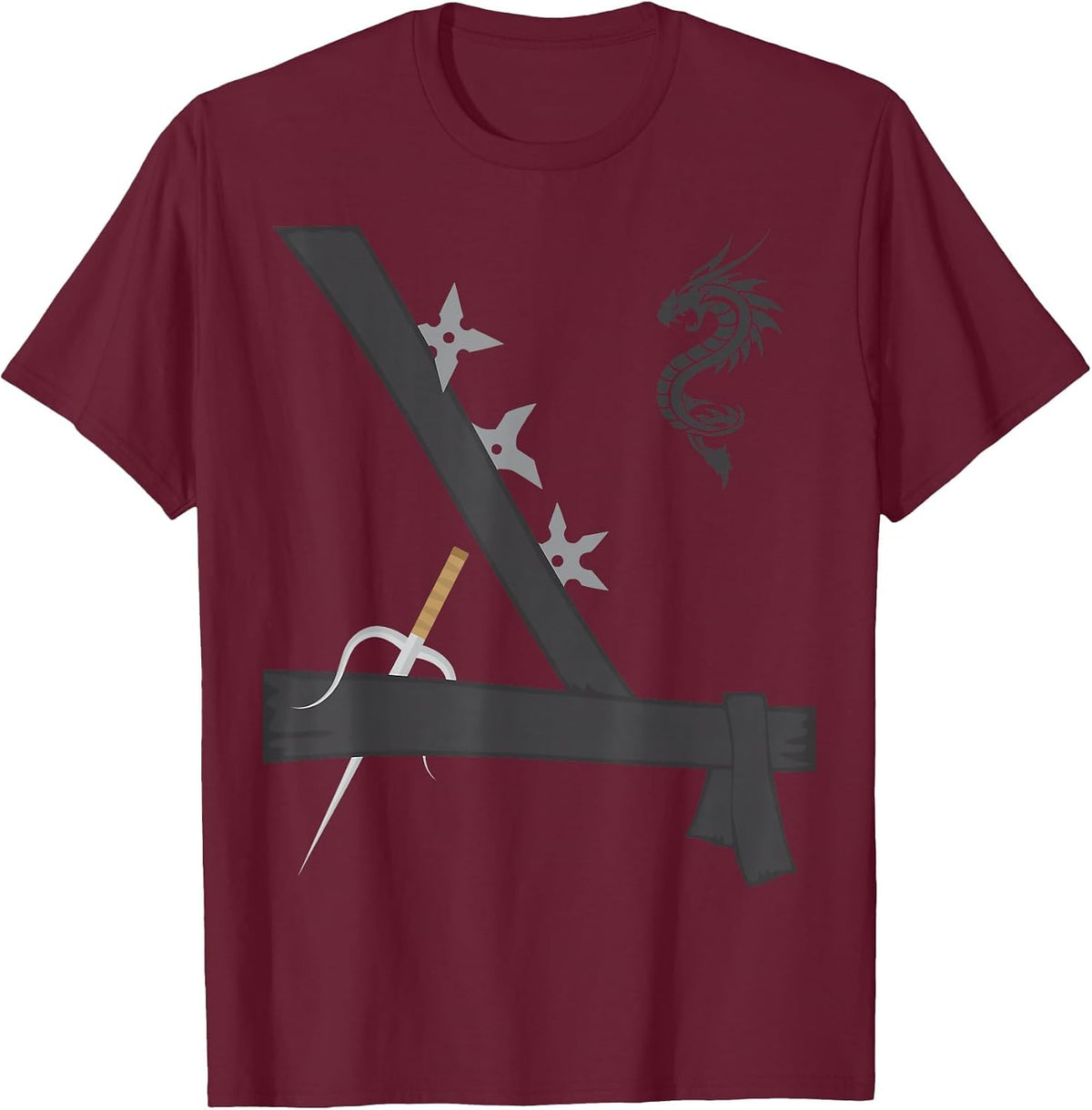 Boys Ninja Costume Easy Last Minute Halloween T-Shirt - Burgundy