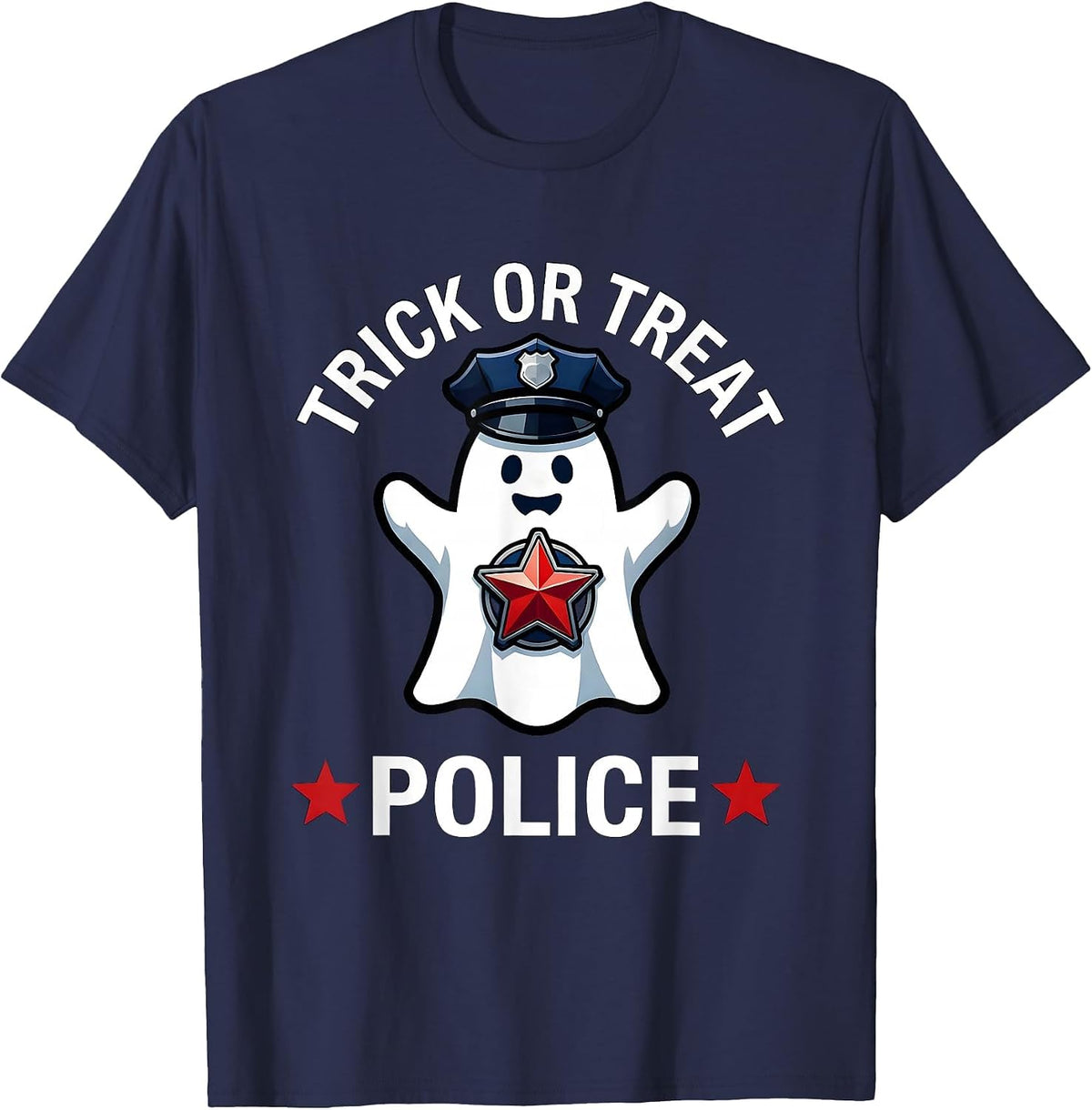 Boo Crew Police Officer Halloween Design T-Shirt - Navy Blue