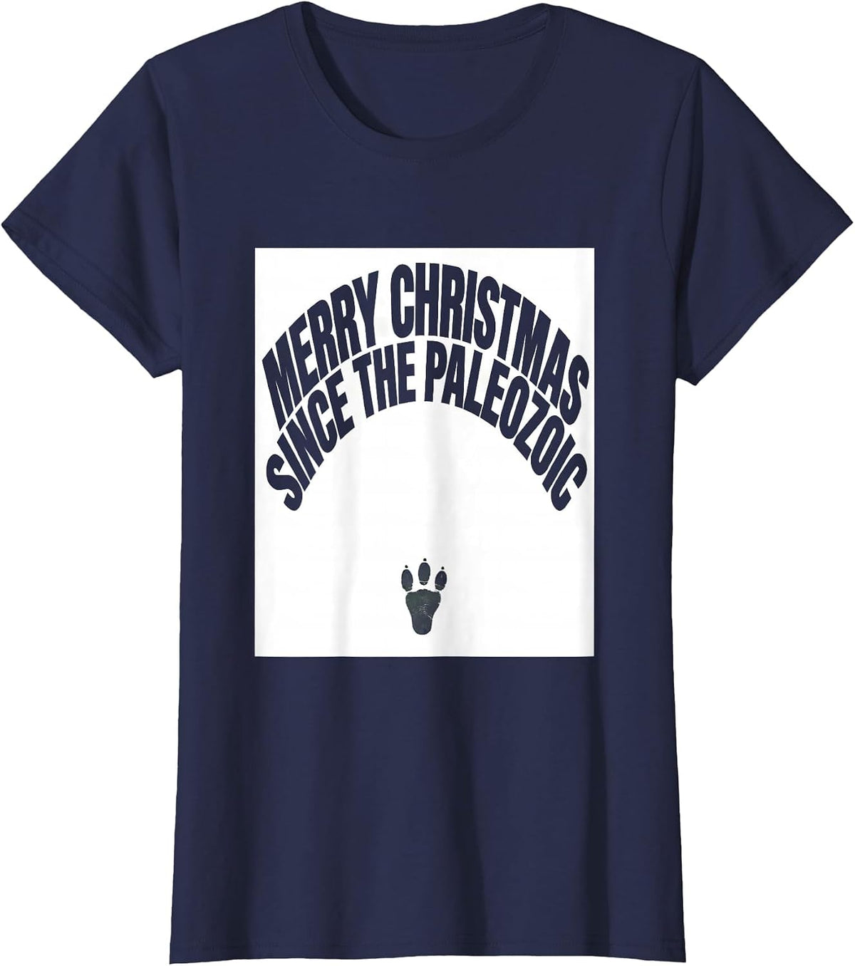 Women's Merry Christmas Since The Paleozoic Funny Dinosaur Lover T-Shirt - Navy Blue