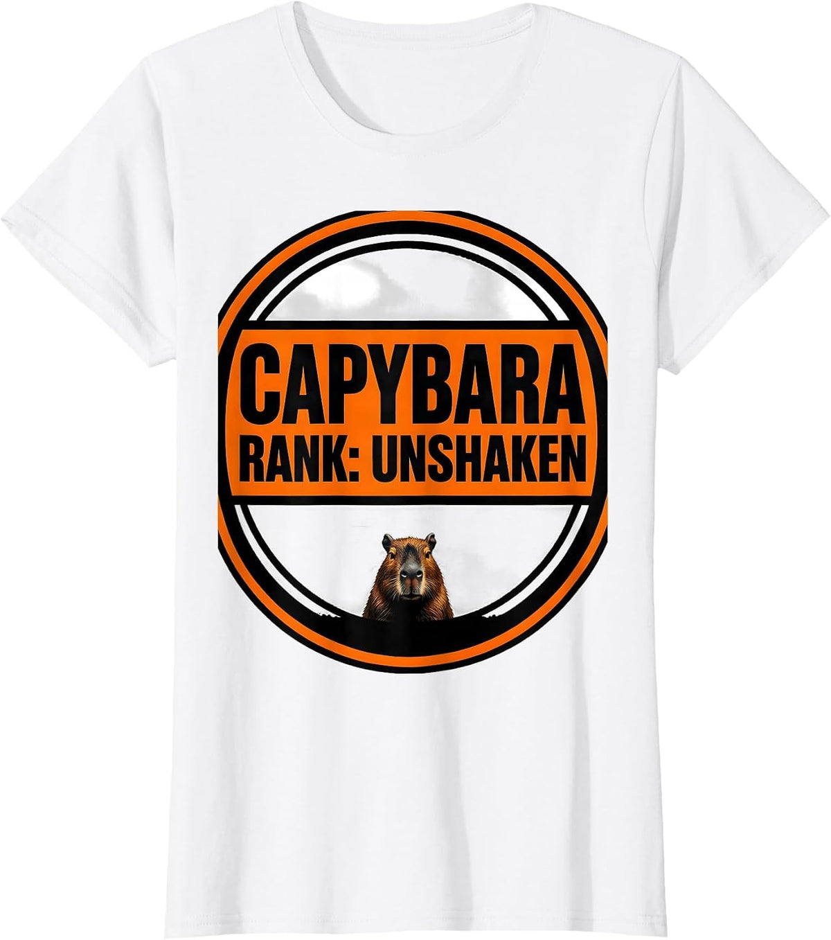 Women's Capybara — Rank: Unshaken Brutalist Animal Humor T-Shirt - White