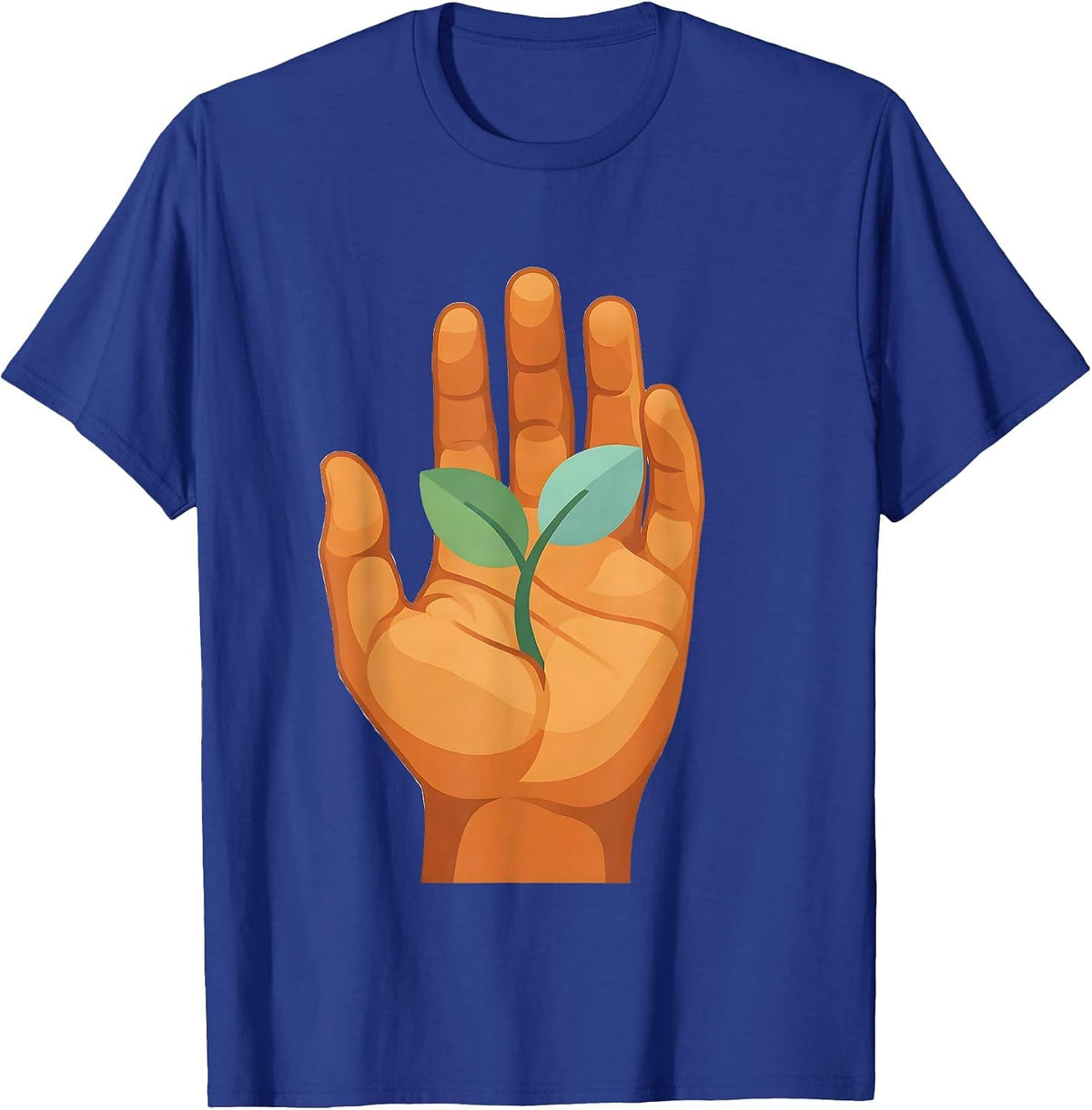 Men's Occupational Therapy Open Hand Sprout Growth Design T-Shirt - Royal Blue