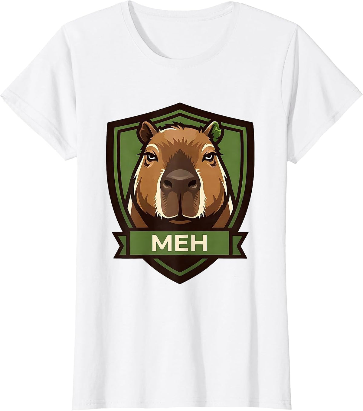 Meh Funny Capybara Animal Humor Meme Gamer Kids T-Shirt - White