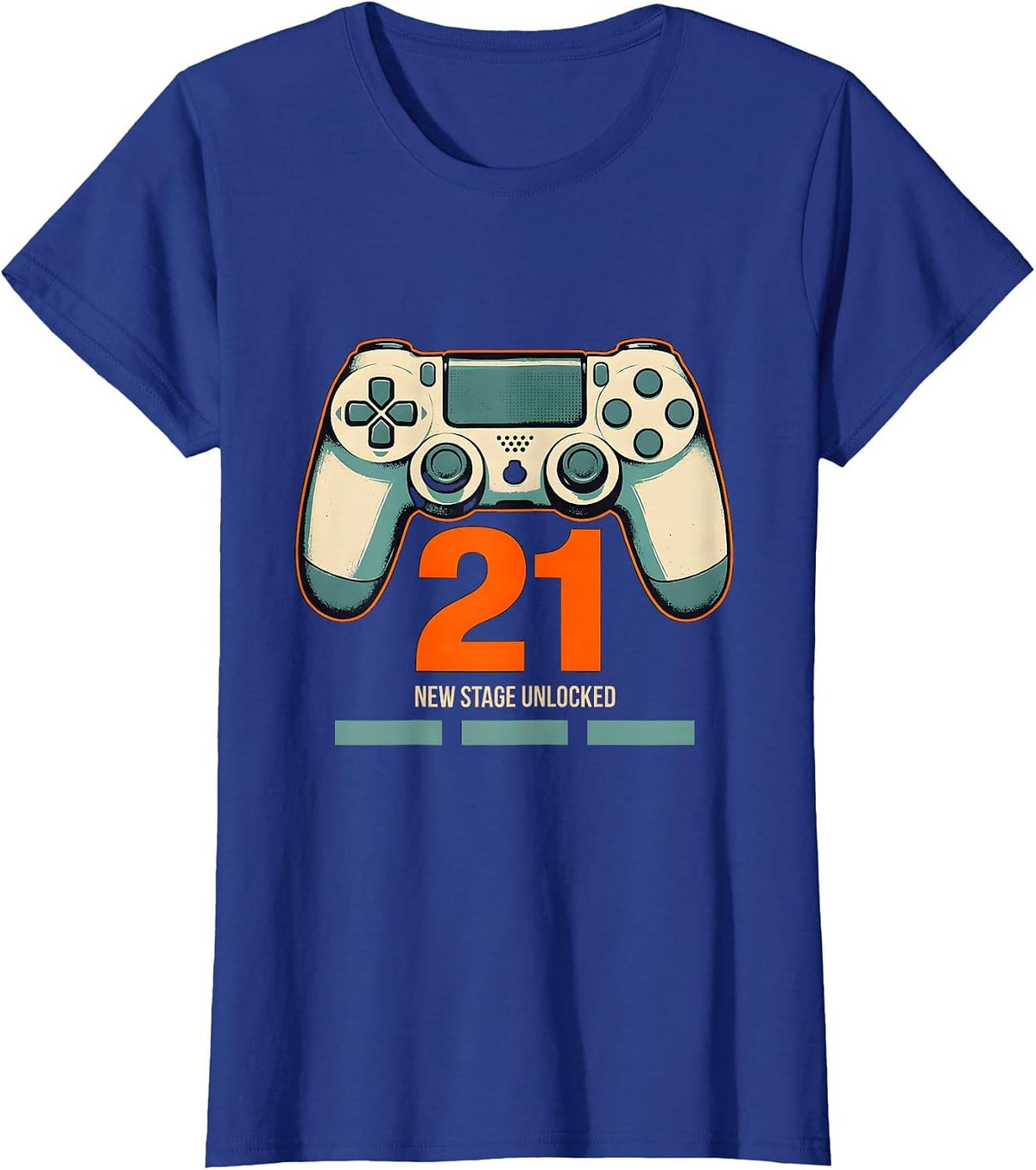 Women's New Stage Unlocked 21 Funny Gamer Birthday Boy Milestone T-Shirt - Royal Blue