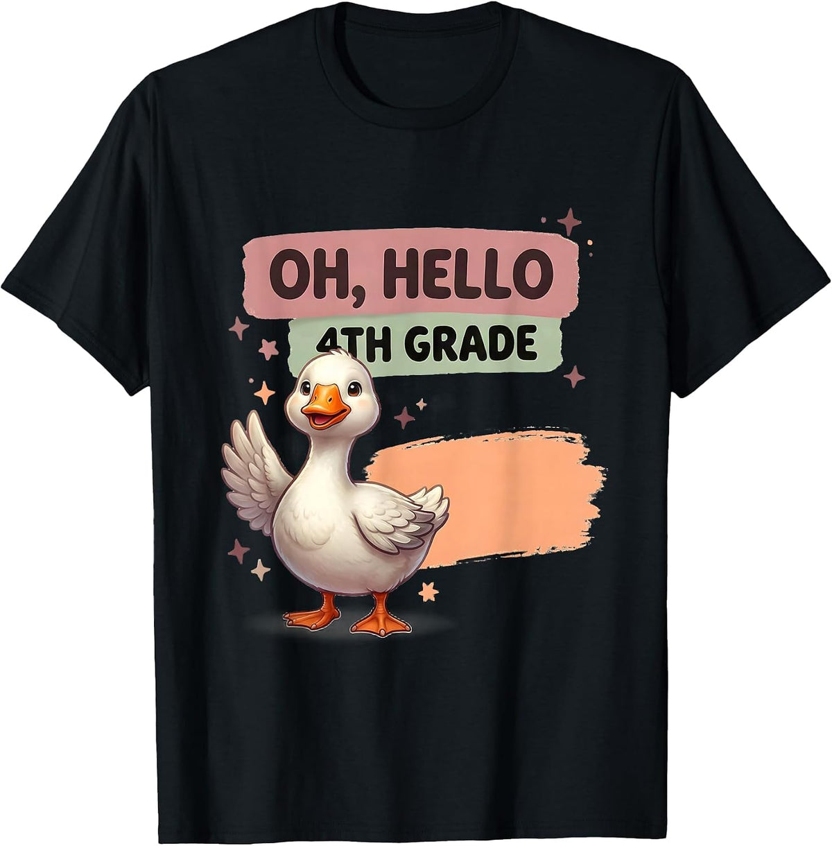 Men's Oh Hello 4th Grade Cute Goose Teacher Back To School T-Shirt - Black
