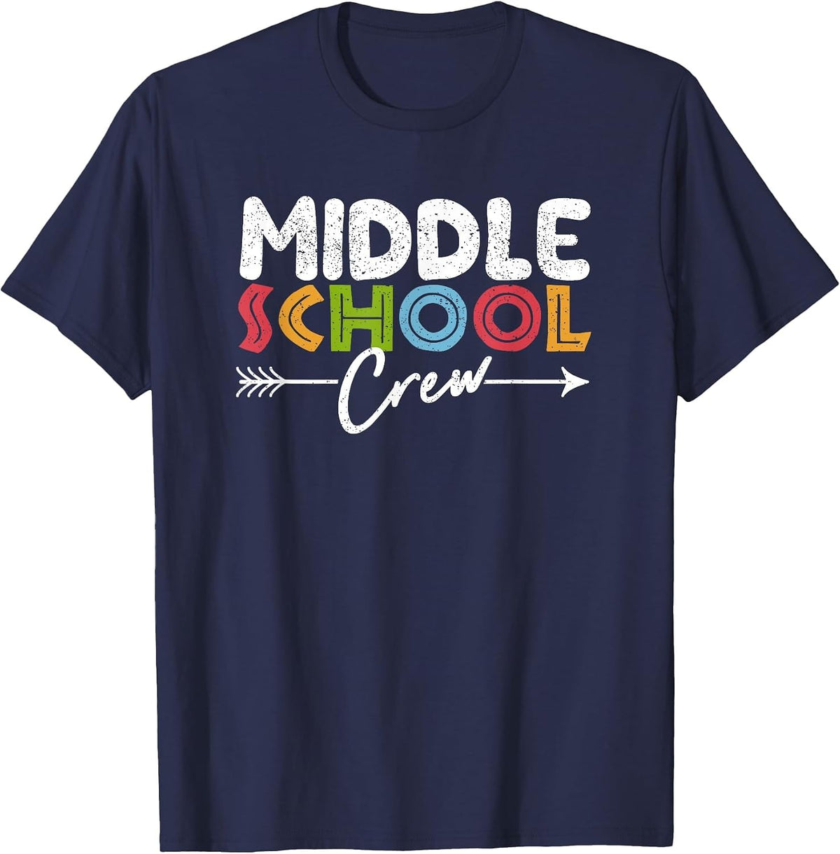 Middle School Crew Retro Funny Teacher Student Vintage T-Shirt - Navy Blue