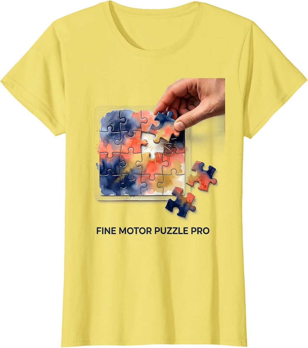 Women's Fine Motor Puzzle Pro Playful Occupational Therapy Sensory T-Shirt - Lemon Yellow
