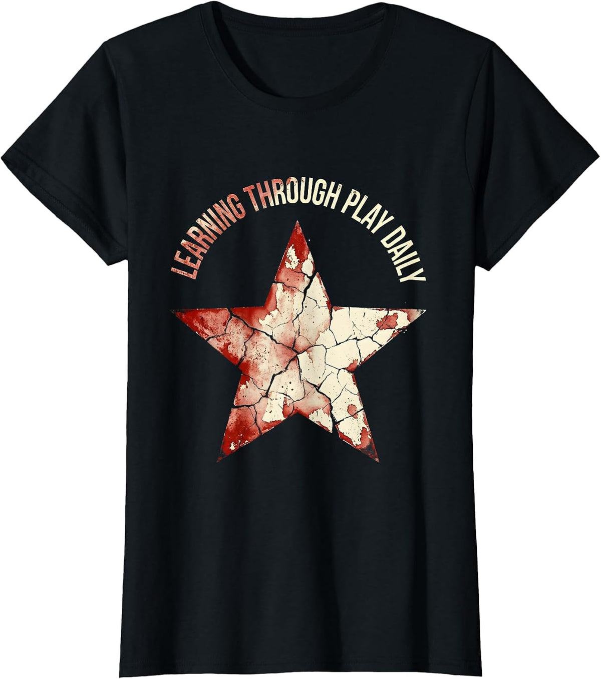 Learning Through Play Daily PreK Teacher Design T-Shirt - Black