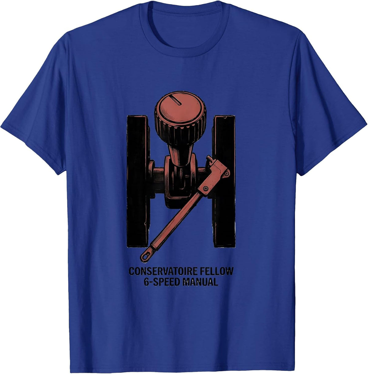 Conservatoire Fellow 6-Speed Manual Funny Car Guy Mechanic T-Shirt - Royal Blue