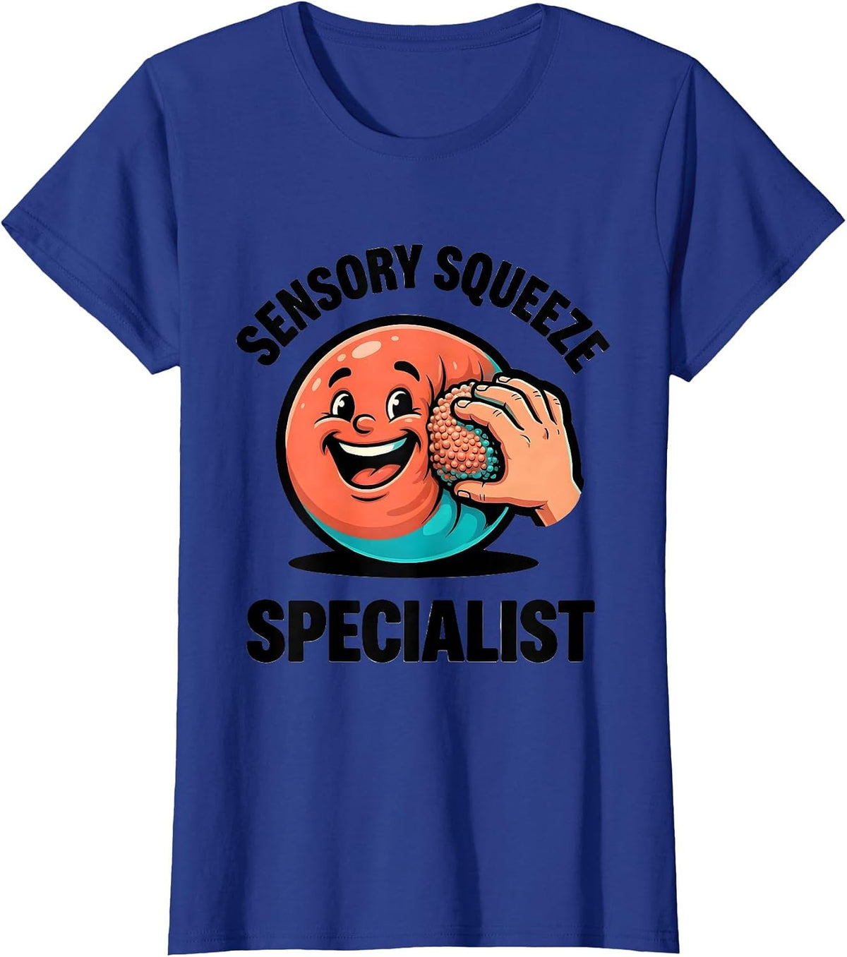Women's Sensory Squeeze Specialist Cartoon Occupational Therapy OT T-Shirt - Royal Blue