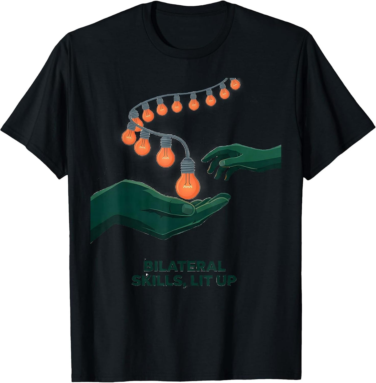 Men's Bilateral Skills Lit Up Occupational Therapy Christmas T-Shirt - Black