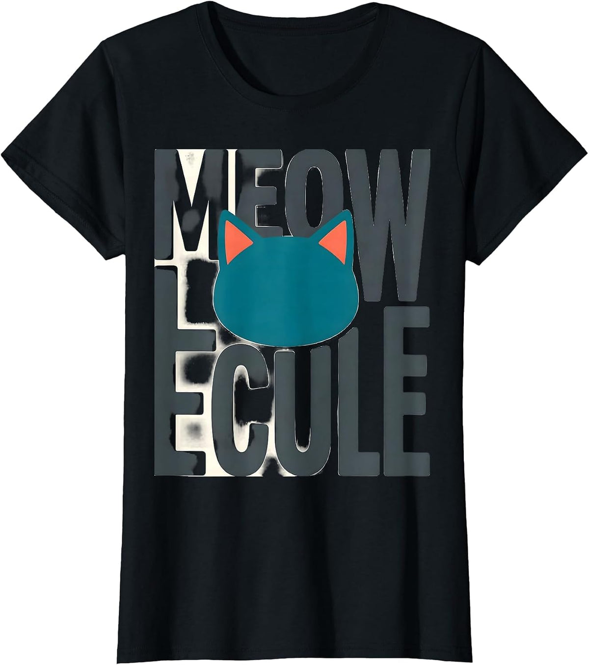 Women's Meowlecule Funny Science Cat Teacher Student Pun T-Shirt - Black
