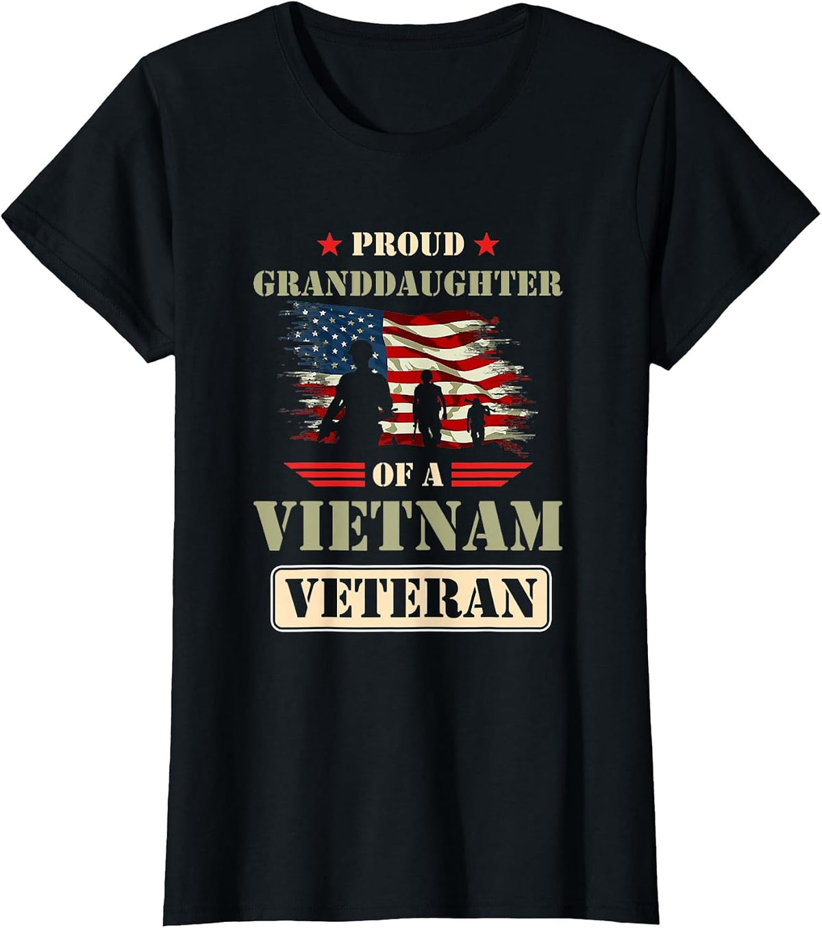 Proud Granddaughter of A Vietnam Veteran Memorial Day Quote T-Shirt - Black