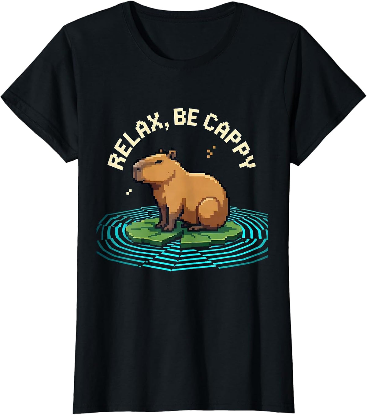 Relax, Be Cappy Funny Capybara Meme Animal Humor T-Shirt - Black