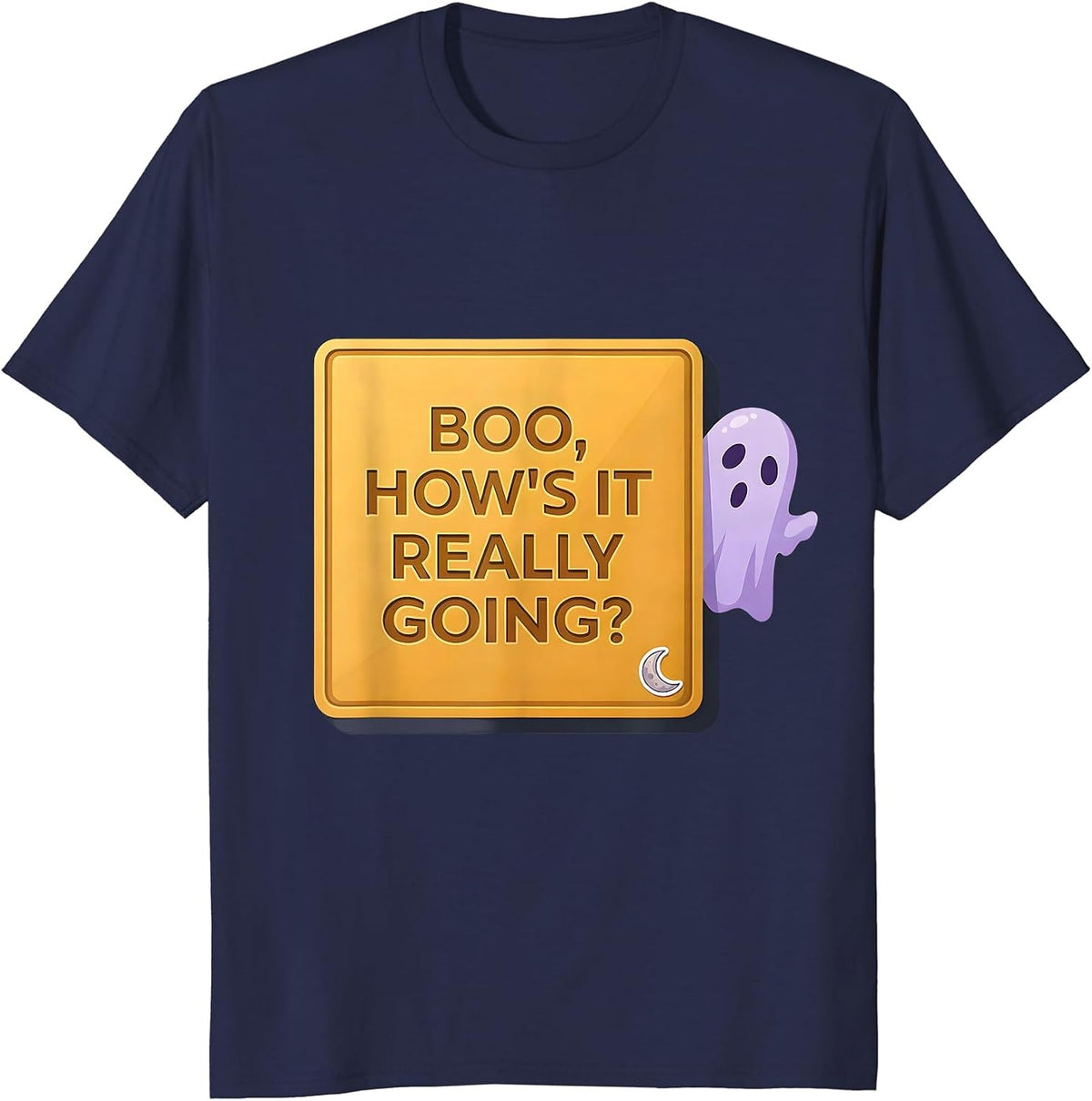 Boo How's It Really Going Funny Ghost School Counselor T-Shirt - Navy Blue
