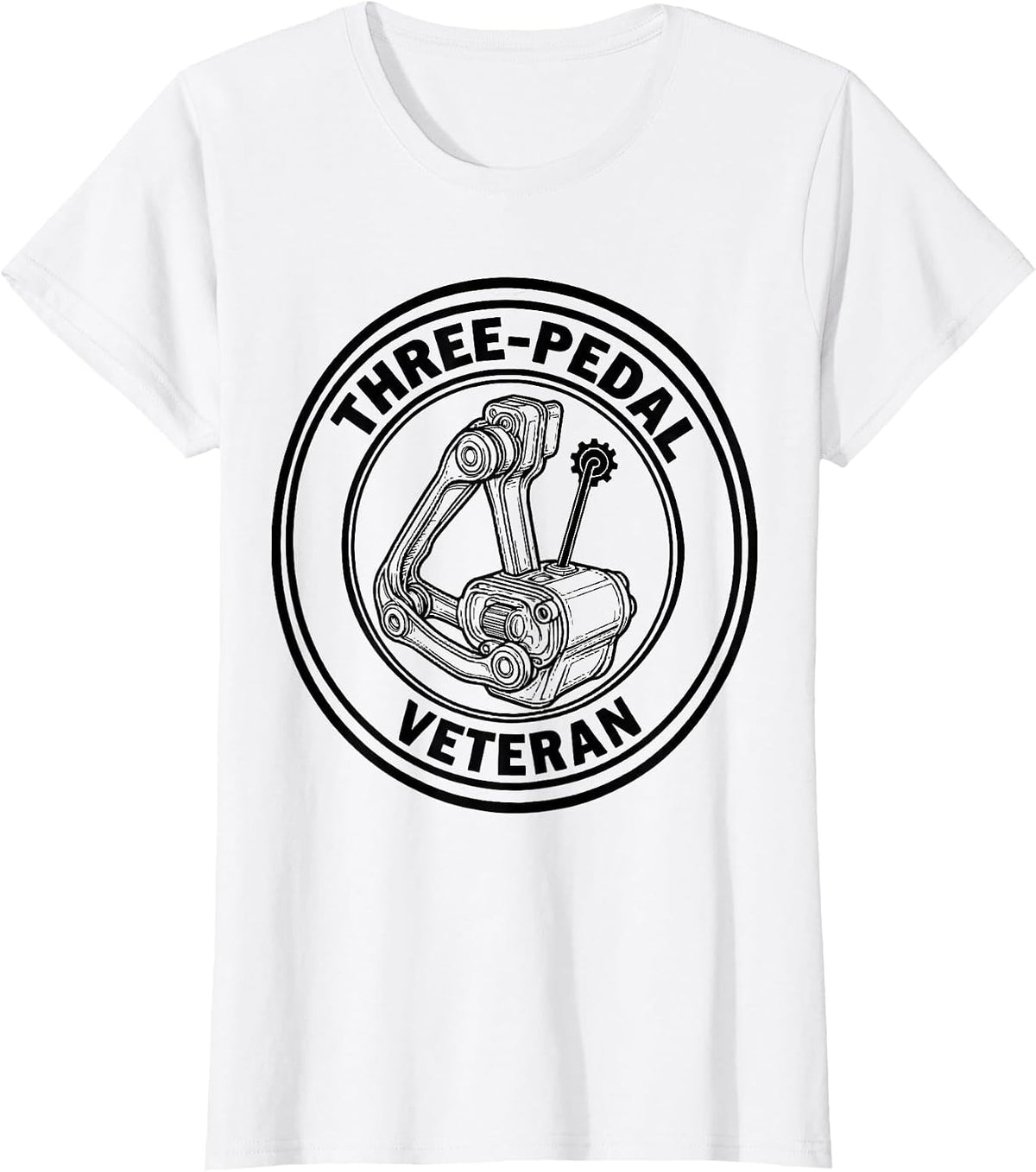 Women's Three-Pedal Veteran Manual Transmission Stick Shift Car Guy T-Shirt - White