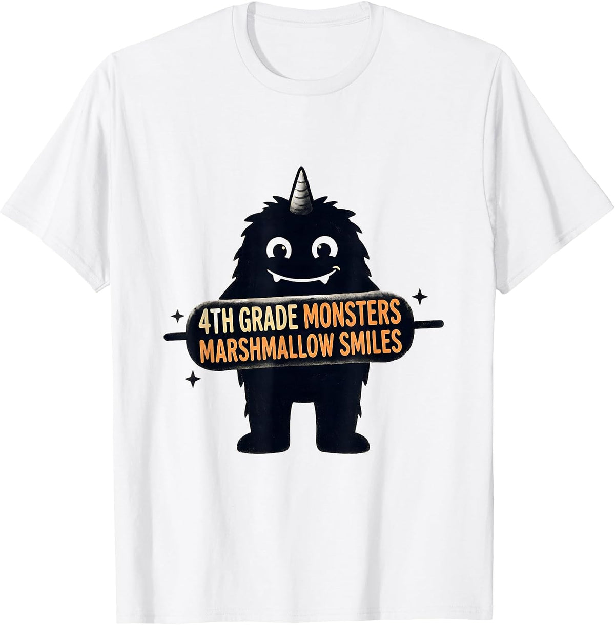 Men's 4th Grade Monsters Marshmallow Smiles Funny Teacher T-Shirt - White