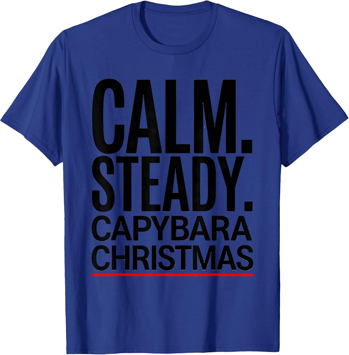 Calm Steady Capybara Christmas Cute Holiday Humor T-Shirt - Royal Blue